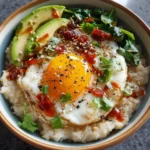 savoury oats with cheese, herbs and greens